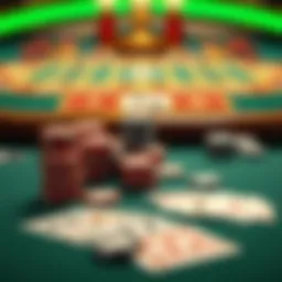 A strategic baccarat game setup with cards and chips