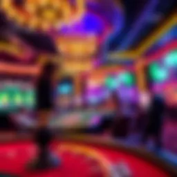 A captivating live casino table setup with vibrant lighting